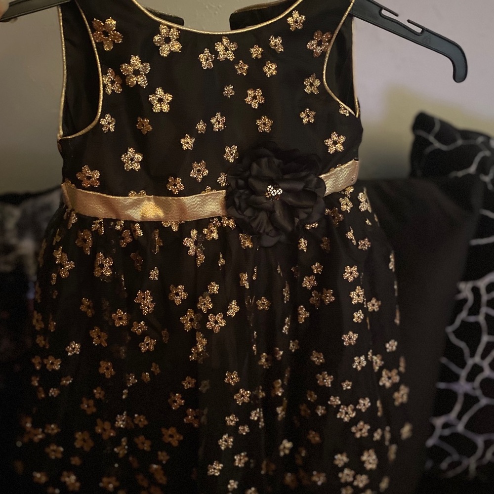 Fancy black and gold dress.  Size 3T